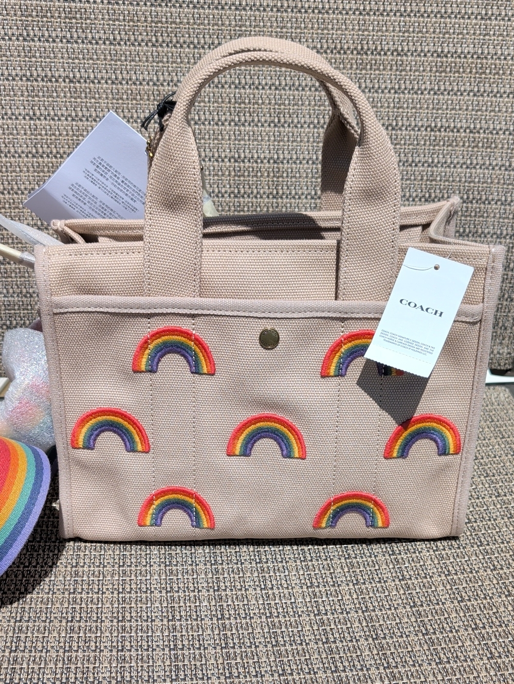 Coach Pride Rainbow Embroidered Canvas Cargo Tote Crossbody 26 NWT - Picture 10 of 10